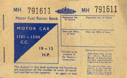 Motor fuel ration book from the Second World War