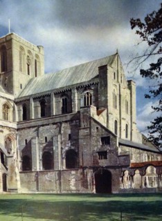Tower and south transept of Winchester cathedral 1938