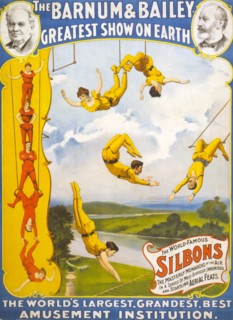 Circus poster showing trapeze artists