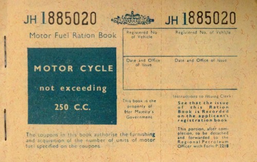 World war Two British fuel ration book 1941