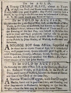 Advertisment for the sale of a slave