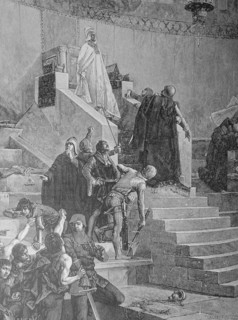 Engraving depicting the arrest of Pope Boniface VIII by the soldiers of King Philip of France