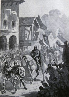 Engraving depicting Charles Martel entering Paris