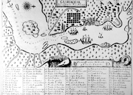 Map of the city of Guayaquil by Dionisio de Alcedo Herrera