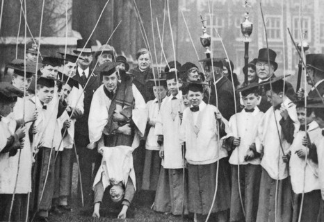 Beating the bounds tradition at St Dunstan's Church in England 1930