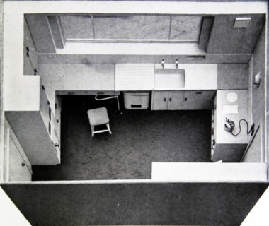 Photograph of a typical 1950's American kitchen