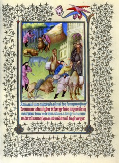 Illumination depicting the Story of Saint Jerome from the Belles Heures of Jean de France