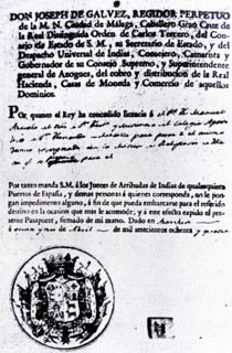 document signed by José de Gálvez y Gallardo