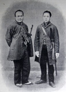 Portrait of two samurais transitioning from Old Japan to new Japan