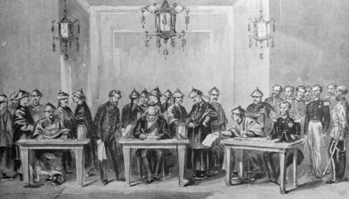The signing of the Treaty of Tientsin