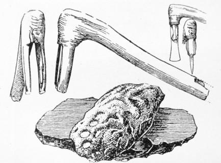 Illustration depicting implements of the stone age