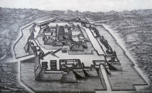 The Osaka Castle captured by the conquering Tokugawa Ieyasu