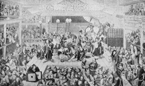 Illustration of Japanese theatre during a performance