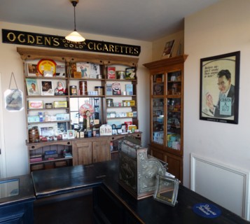 Interior of a reconstructed tobacco shop in northern England