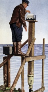 Marine research scientist taking readings