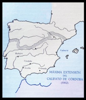 Spanish map showing the Islamic Caliphate of Cordoba