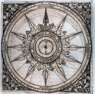 A decorative wind rose in: Philosophi ac medici.... by Fabrizio Padovani