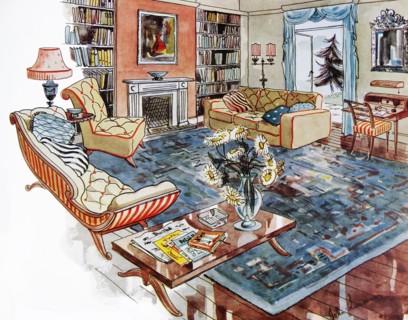 Typical interior design of a family sitting room