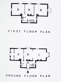 Floor plan of a brick-built house suitable for a site on the outskirts of a country town