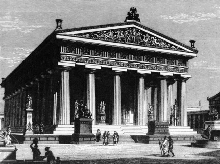 Illustration depicting the sanctuary to Poseidon in Paestum