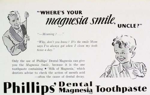 Advert for Phillips' magnesia toothpaste