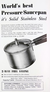 Advert for stainless steal