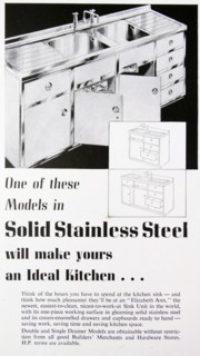 Advert for an Elizabeth Ann stainless steal sink