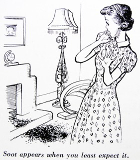 Cartoon showing that domestic soot appears when you least expect it