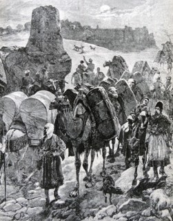 Traders crossing through silk road.
