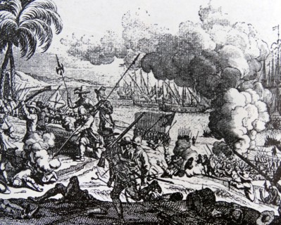 Illustration depicting Dutch forces taking Mannar