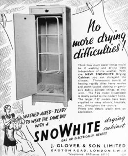 Advert for the 'new' SNOWHITE Drying Cabinet