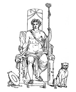 Illustration of a Greek sculpture depicting the worship of Dionysus