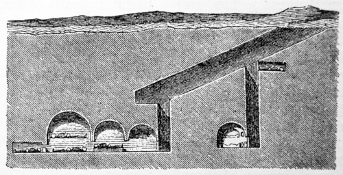 Engraving depicting a subterranean Greek grave