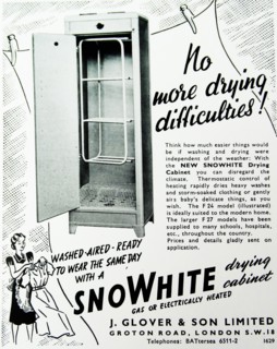 Advert for the 'new' SNOWHITE Drying Cabinet