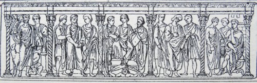 Engraving depicting a scene from the Byzantine Empire