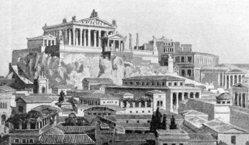 Painting depicting a view of Rome and the Temple of Venus