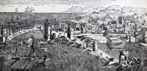 The harbour and town of Rhodes at the end of the 15th Century