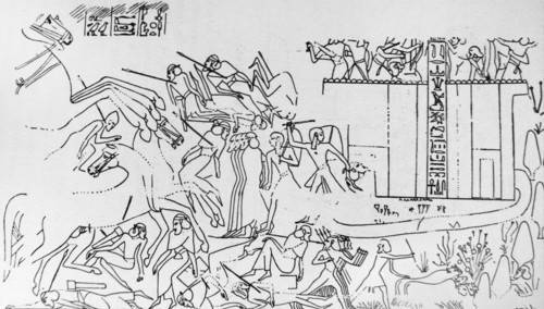Ramesses II storming the Hittite fortress of Dapur
