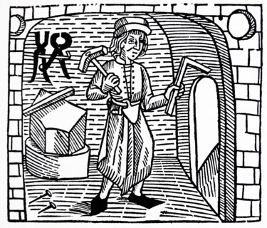 Woodcut of a blacksmith