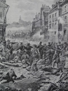 Fighting in the streets of Paris during the Revolution of February 1848