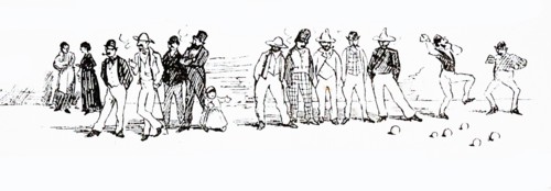 local men playing boules or petanque as other people walk by