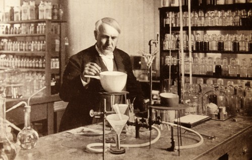Thomas Edison in his laboratory.