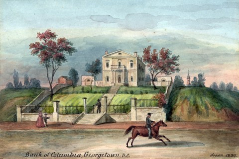 19th century painting of the Bank of Columbia