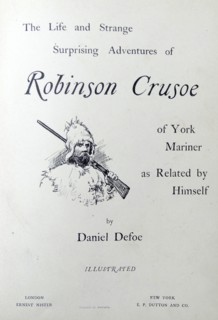Illustration from a nineteenth century edition of 'Robinson Crusoe' a novel by Daniel Defoe.