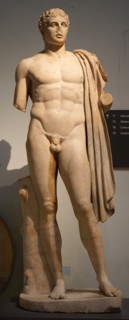 Marble sculpture of a young male athlete