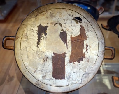 White ground pottery depicting Athena
