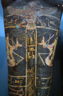 Detail from a painted wooden coffin of an unknown man