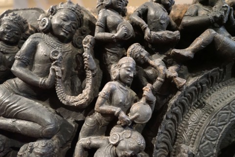 Detail of a bronze statue depicting Shiva and Parvati