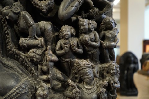 Detail of a bronze statue depicting Shiva and Parvati