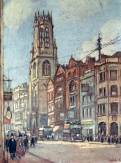 Colour sketch of the Guild Church of St Dunstan-in-the-West